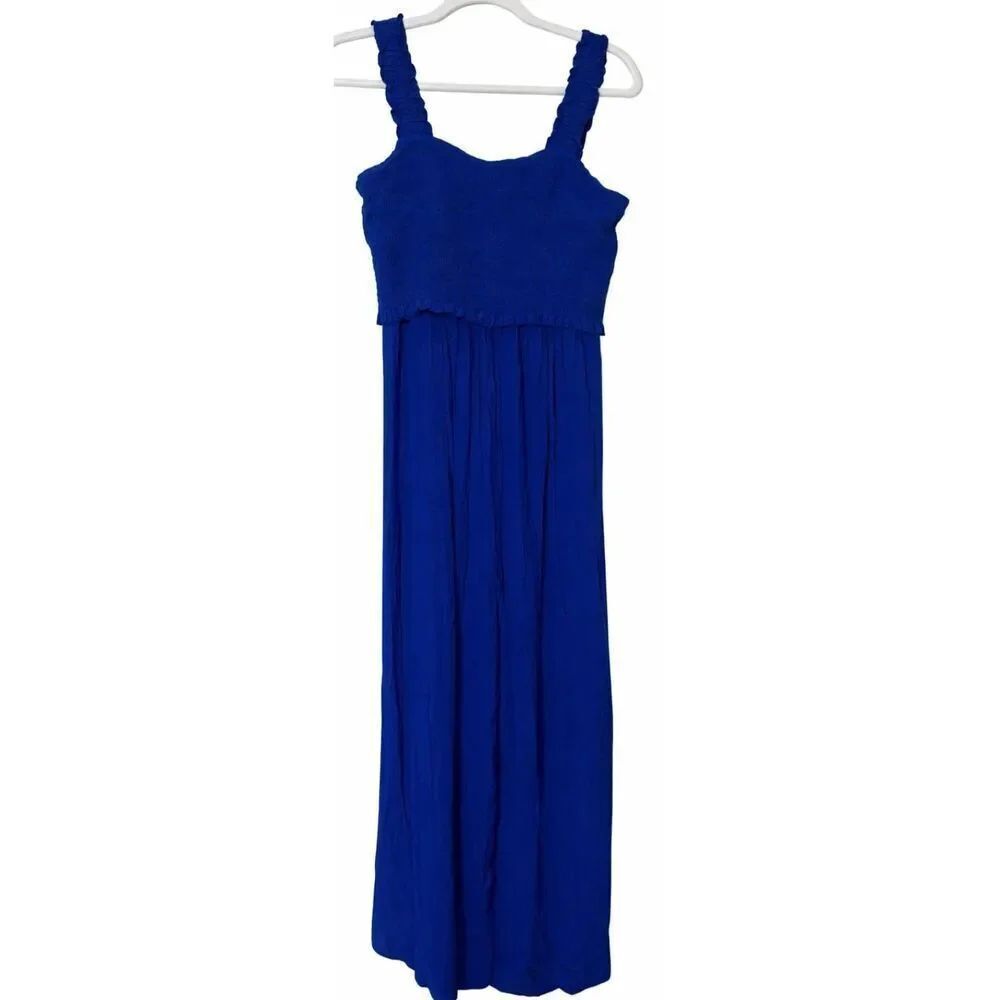 Seraphine womens size 8 ankle long cobalt blue romper jumpsuit wide leg